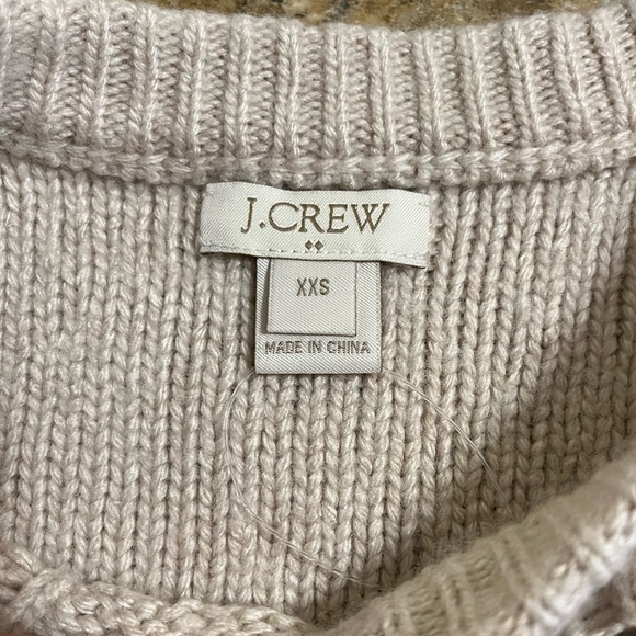 J. Crew Classic Cable Knit Wool Blend Tan Taupe Sweater Women’s Size XXS - Picture 6 of 10